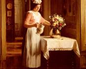 A Maid Watering Flowers - 弗兰克·安东尼·拜尔